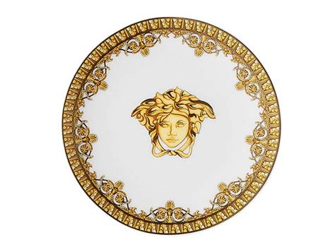 piattino tondo 10 cm versace bianco e oro|Piattino .